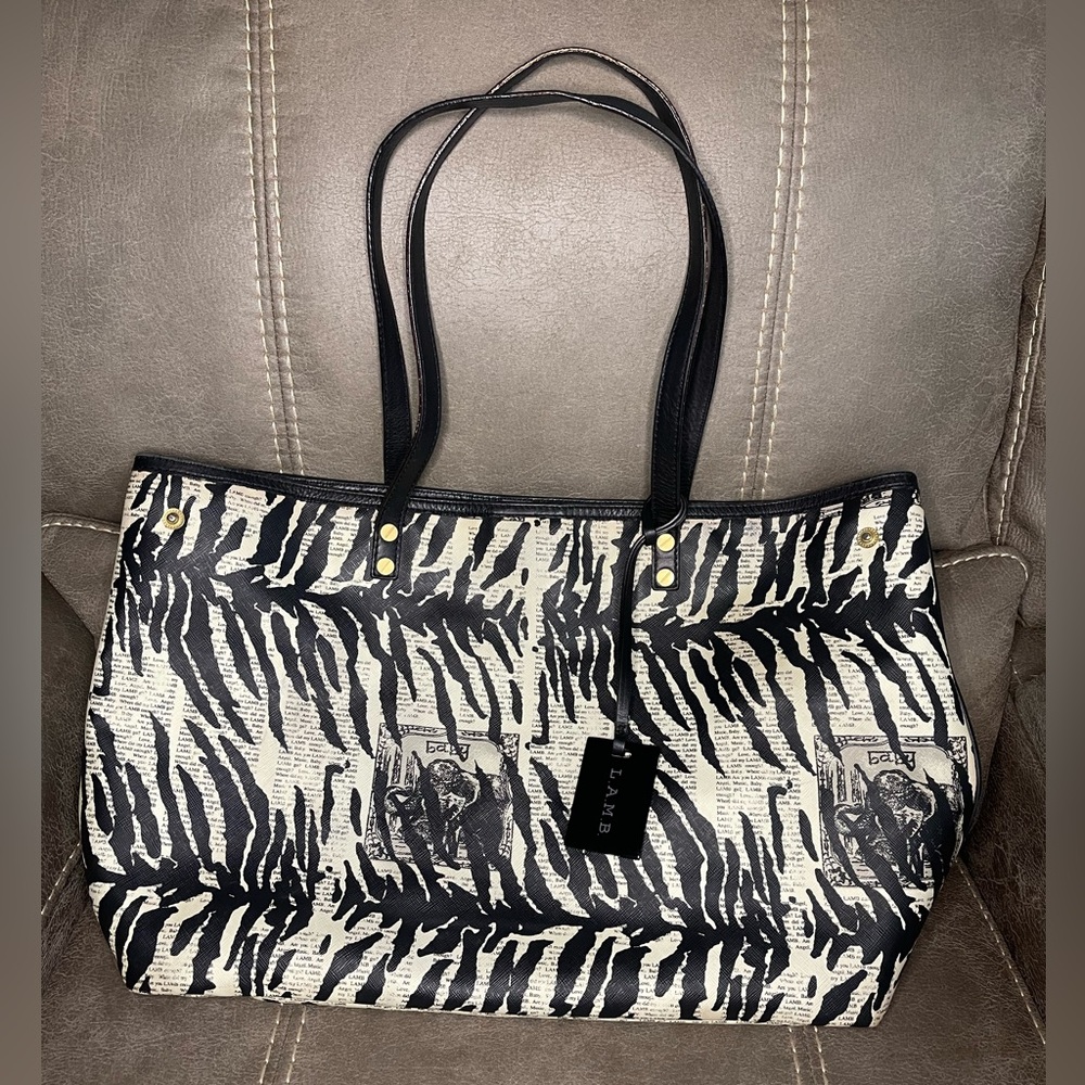 L.A.M.B. Black and White Zebra Print Tote